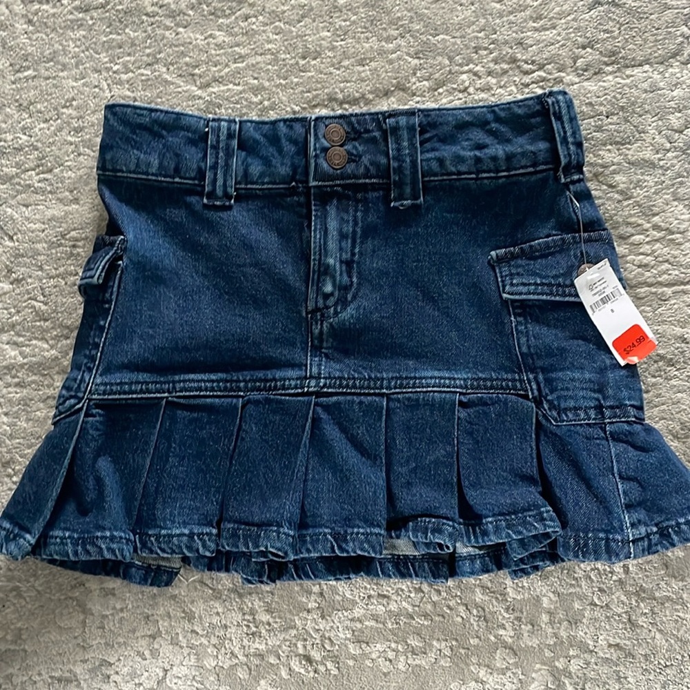 Gap Girls Cotton Pleated Denim Cargo Skirt size 8
